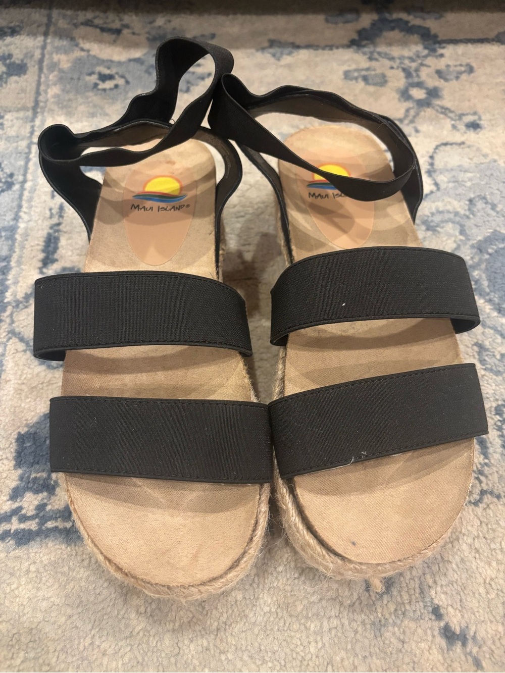 Women's Black Elastic-Strap Platform Sandals - Picture 2 of 3